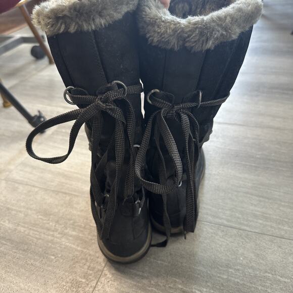 Timberland Fleece Faux Fur Lined Winter Snow Women Boots Black Size 9 18323 - Picture 3 of 7